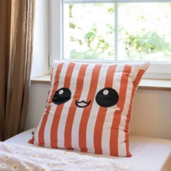 Parure de lit enfant coton rayures Terre de Nuit Fresh popcorn