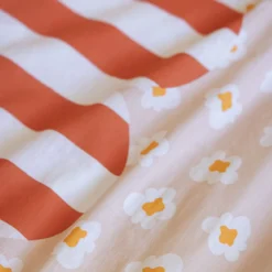 Parure de lit enfant coton rayures Terre de Nuit Fresh popcorn