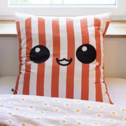 Parure de lit enfant coton rayures Terre de Nuit Fresh popcorn
