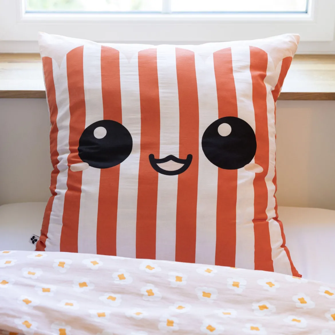 Parure de lit enfant coton rayures Terre de Nuit Fresh popcorn
