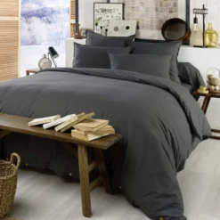 Parure de lit flanelle anthracite