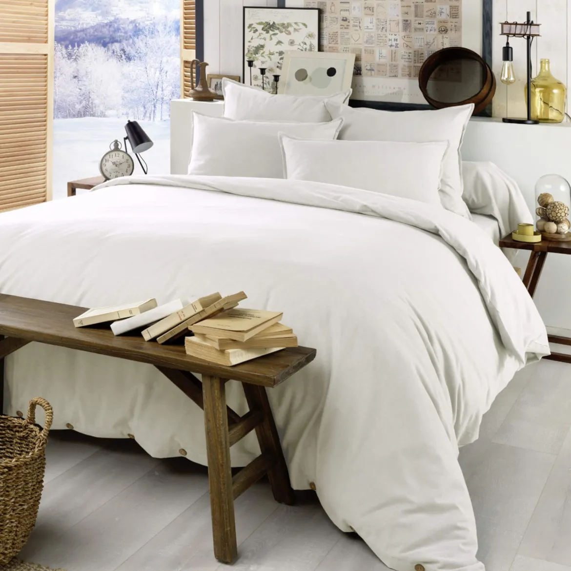 Parure de lit flanelle blanc