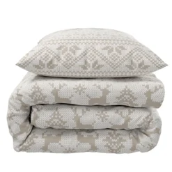 Parure de lit flanelle écru Terre de Nuit Flocon