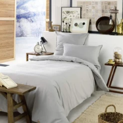 Parure de lit flanelle gris