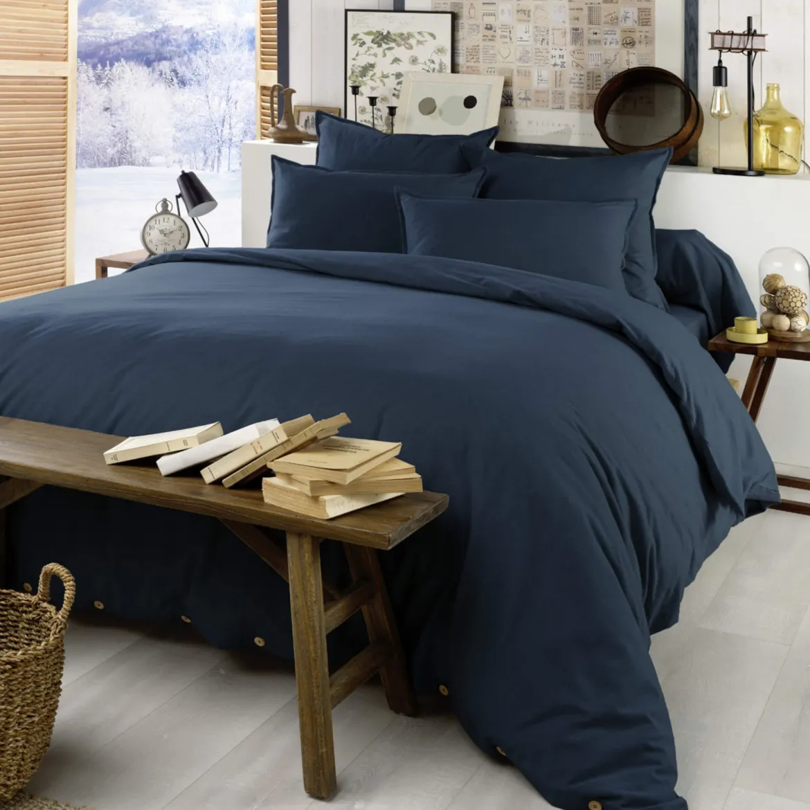 Parure de lit flanelle marine