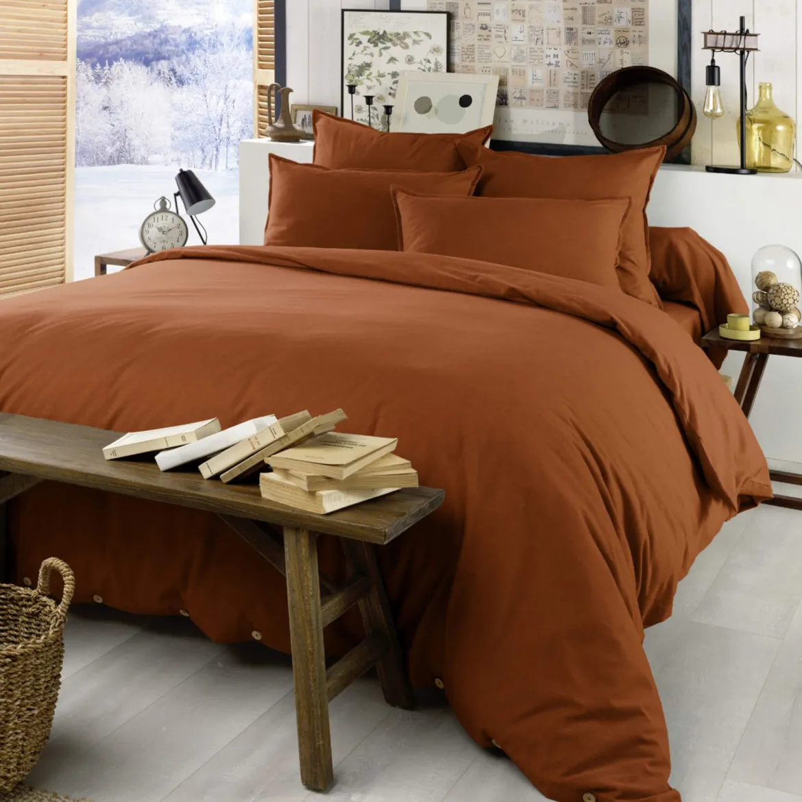 Parure de lit flanelle orange