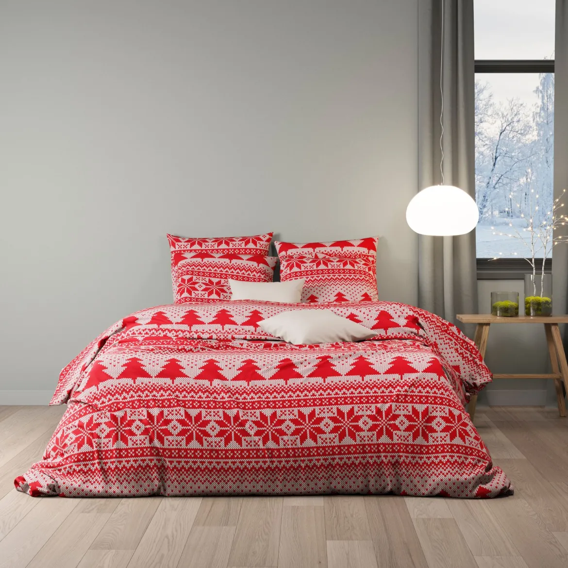 Parure de lit flanelle pin