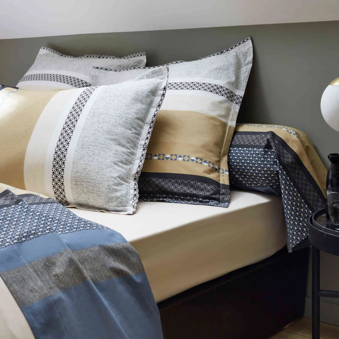 Parure de lit percale Marlow Acier - Tradilinge