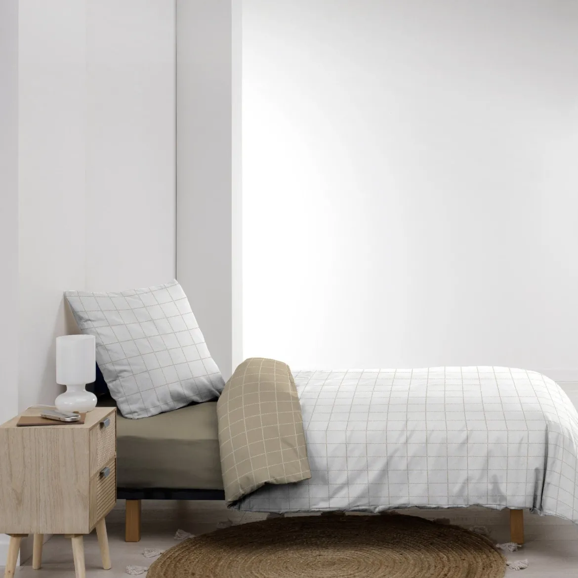 Parure de lit réversible coton carreaux Douceur d'Intérieur Cadria