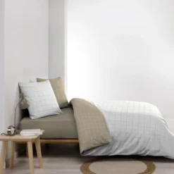 Parure de lit réversible coton carreaux Douceur d'Intérieur Cadria
