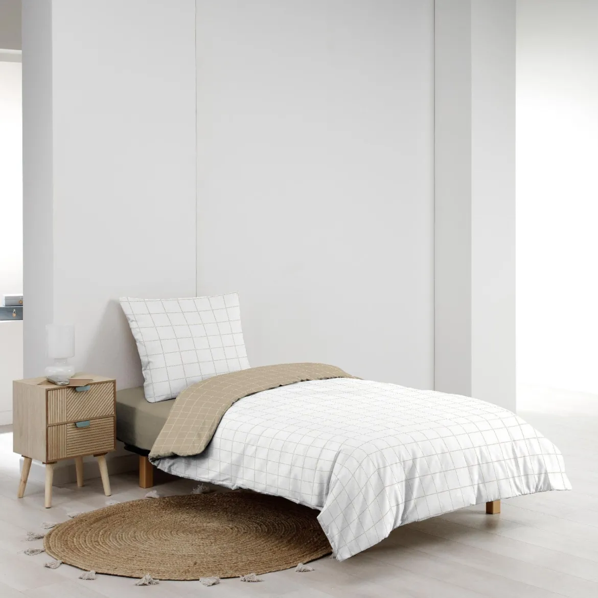 Parure de lit réversible coton carreaux Douceur d'Intérieur Cadria