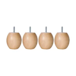 4 pieds boules bois vernis naturel