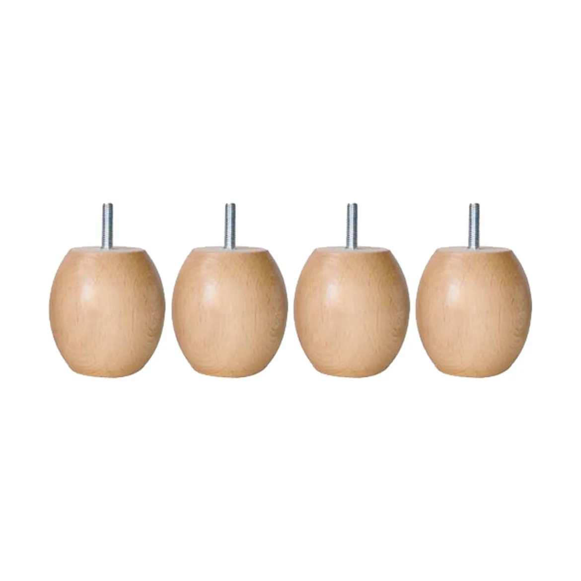 4 pieds boules bois vernis naturel