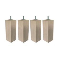 4 pieds carrés bois nature 17 cm