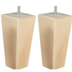 6 pieds fuseau tronqué bois naturel 15 cm