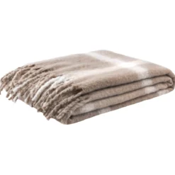 Plaid à carreaux taupe