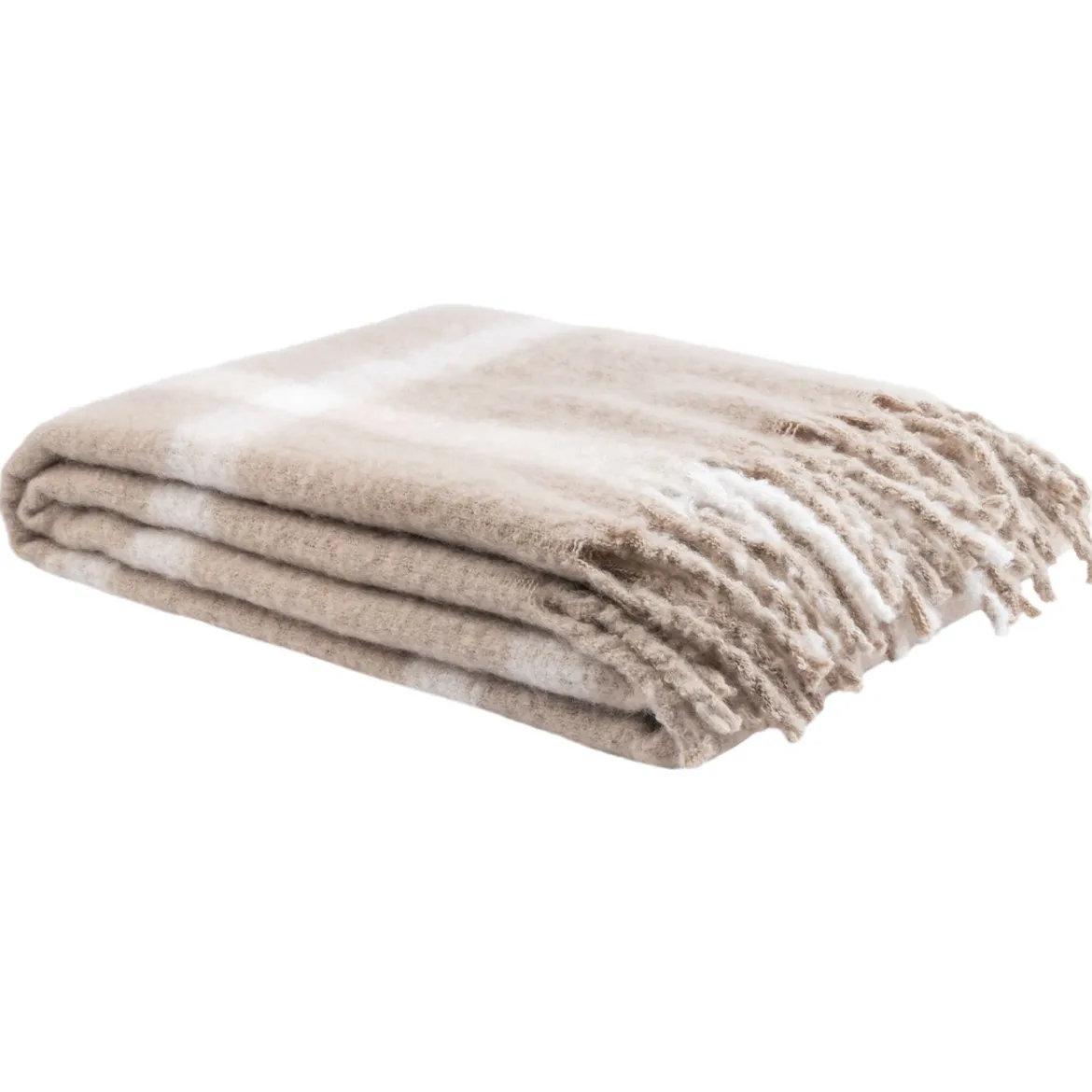 Plaid à carreaux taupe