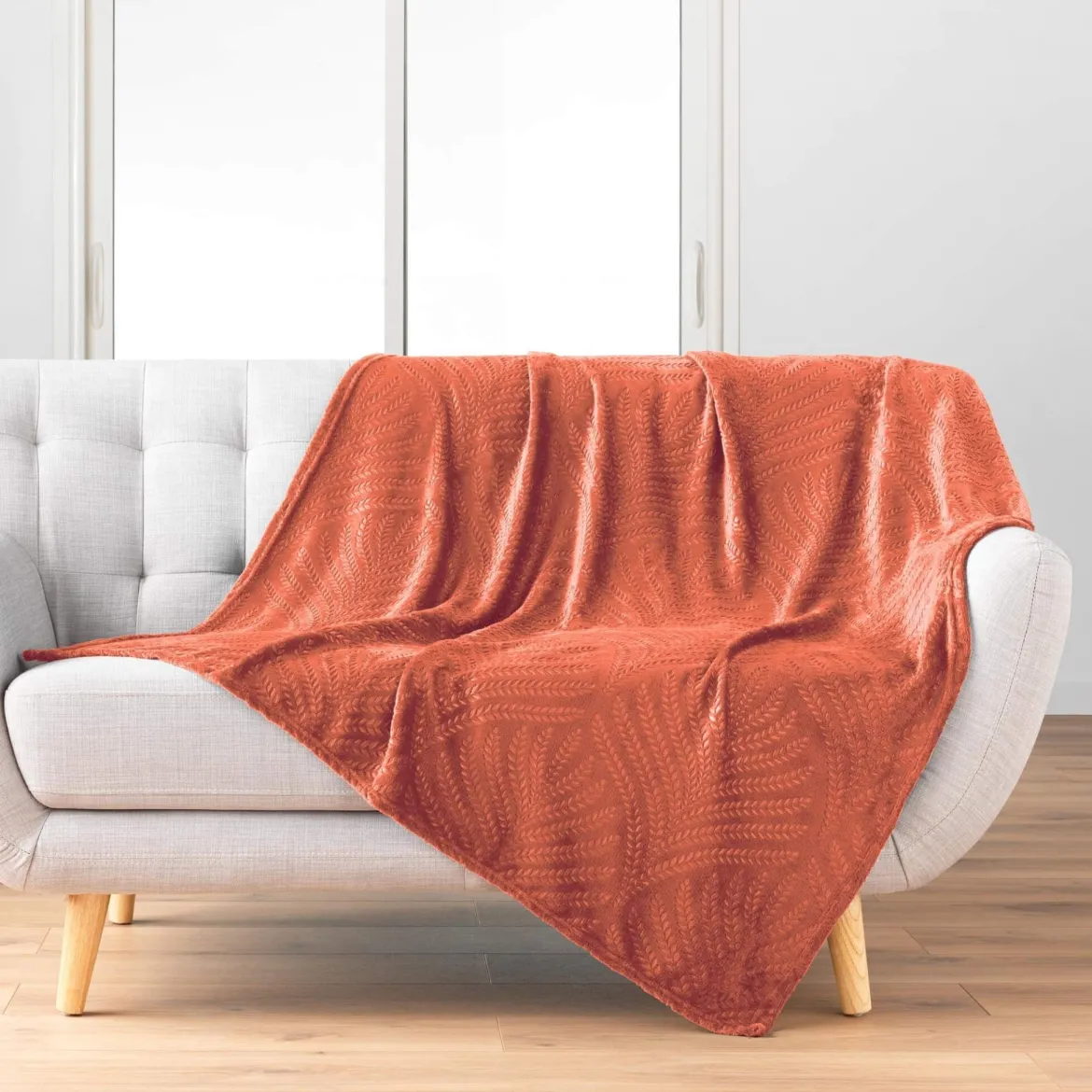 Plaid flanelle relief unie Nelia