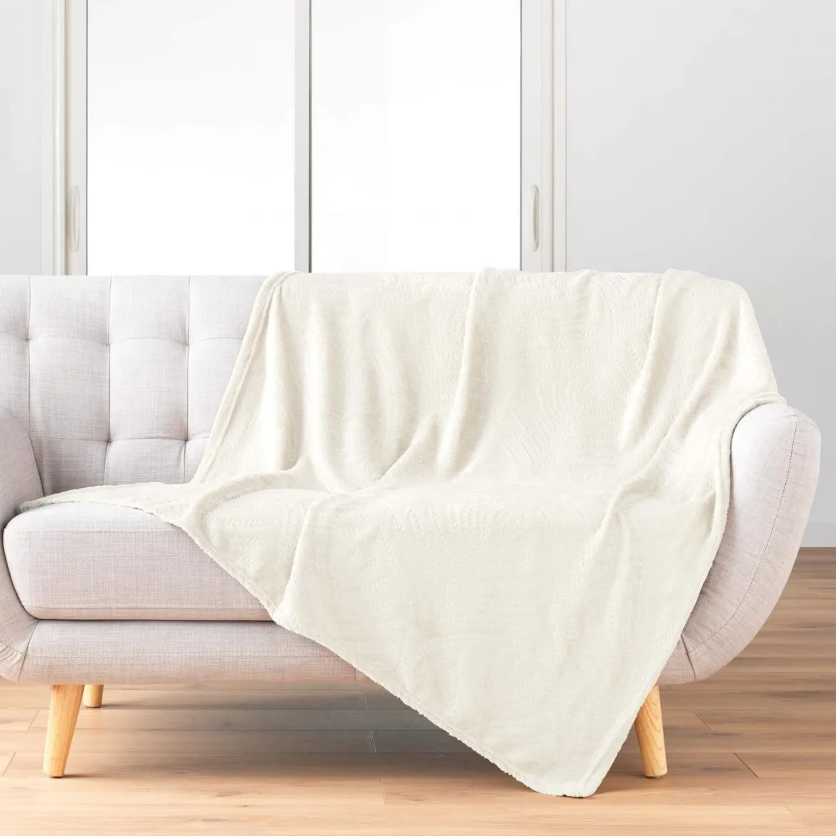 Plaid flanelle relief unie Nelia
