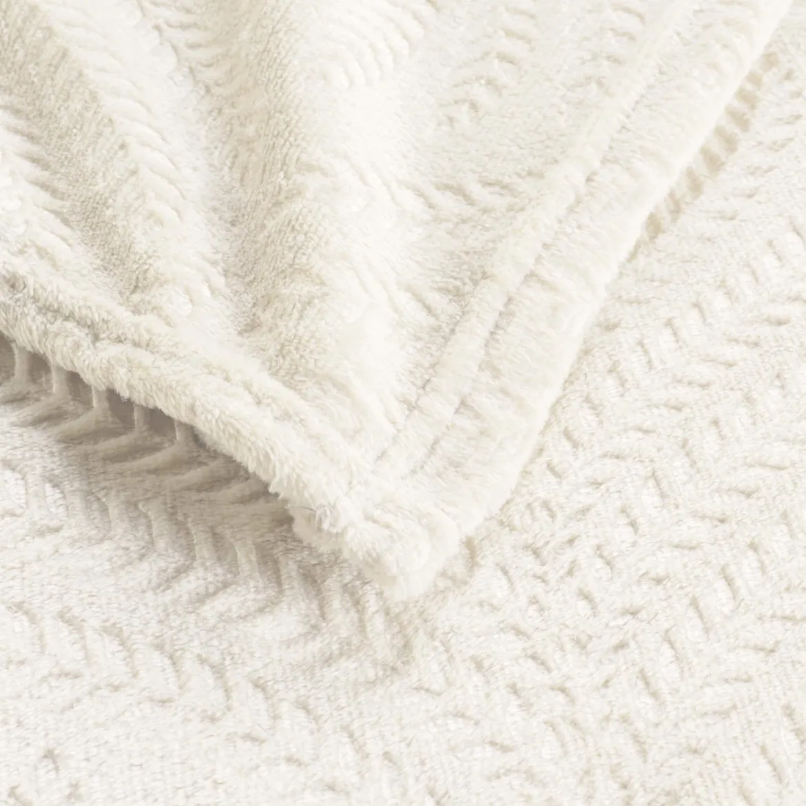 Plaid flanelle relief unie Nelia