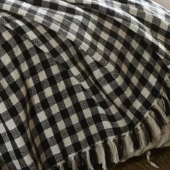 Plaid à franges à carreaux
