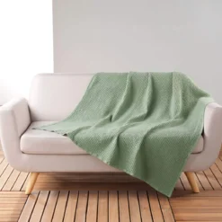 Plaid gaufrette en coton uni 125x150 cm