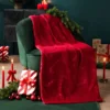Plaid polaire chaud rouge 130x170 Sucre d'orge