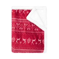 Plaid polaire cocooning rouge 130x170 Cerf