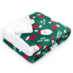 Plaid polaire cocooning vert 130x170 Père Noël