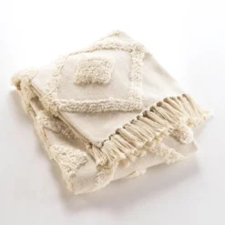 Plaid tufté à franges Inca 125x150 cm