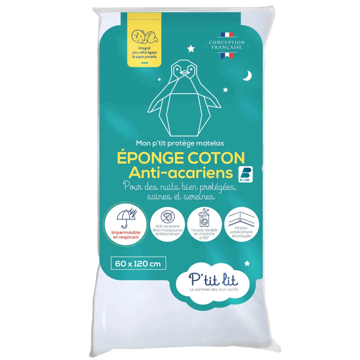 Protège matelas bébé imperméable éponge anti-acariens