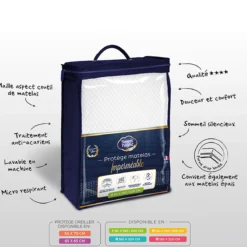 Protège matelas très épais coton extensible anti-acariens imperméable soyeux et respirant qualité hôtellerie de luxe