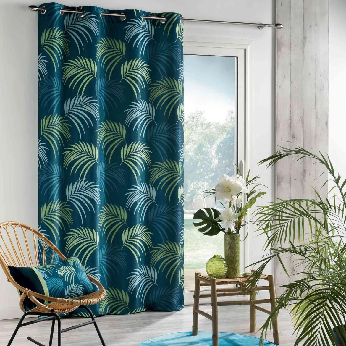 Rideau Blue Vegetal 140x260 cm