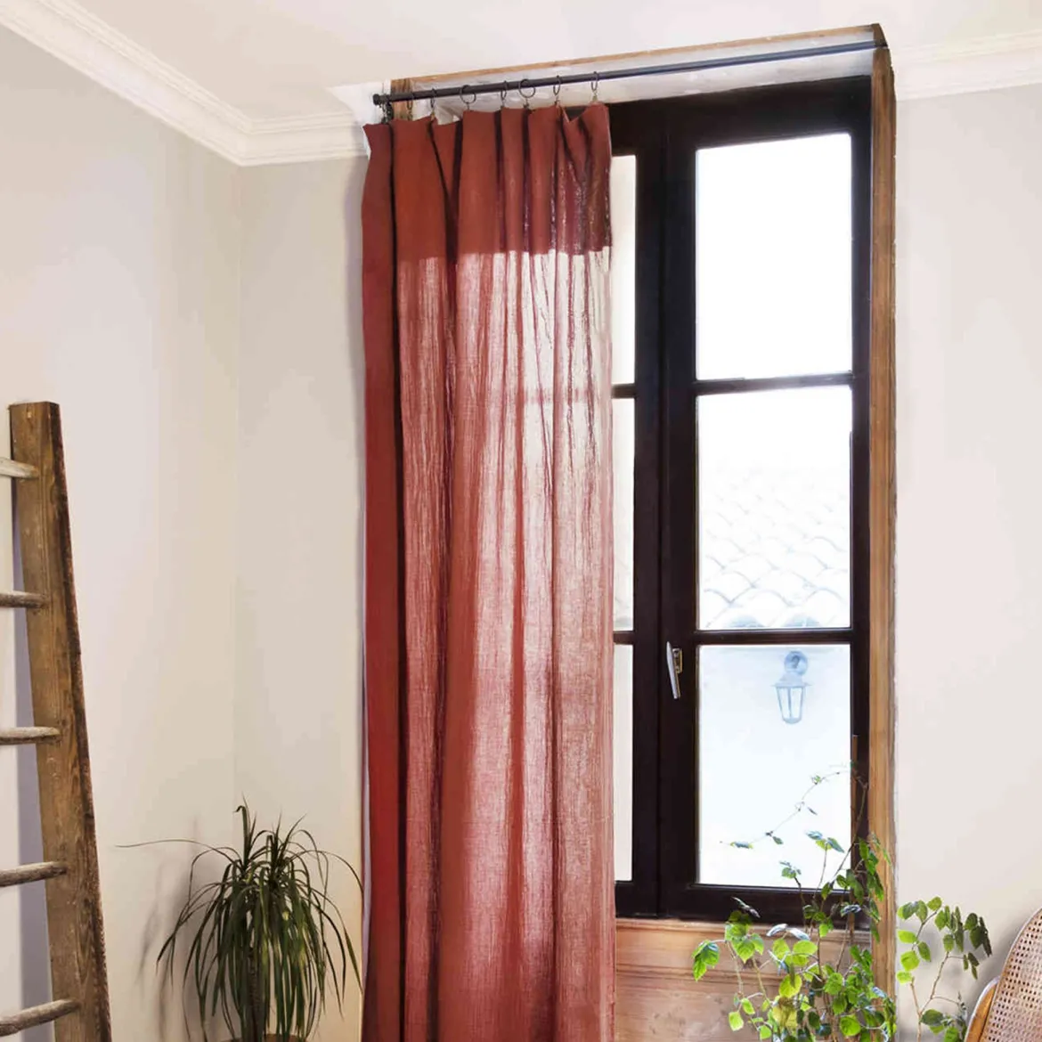 Rideau gaze de coton ajustable 140x300 cm