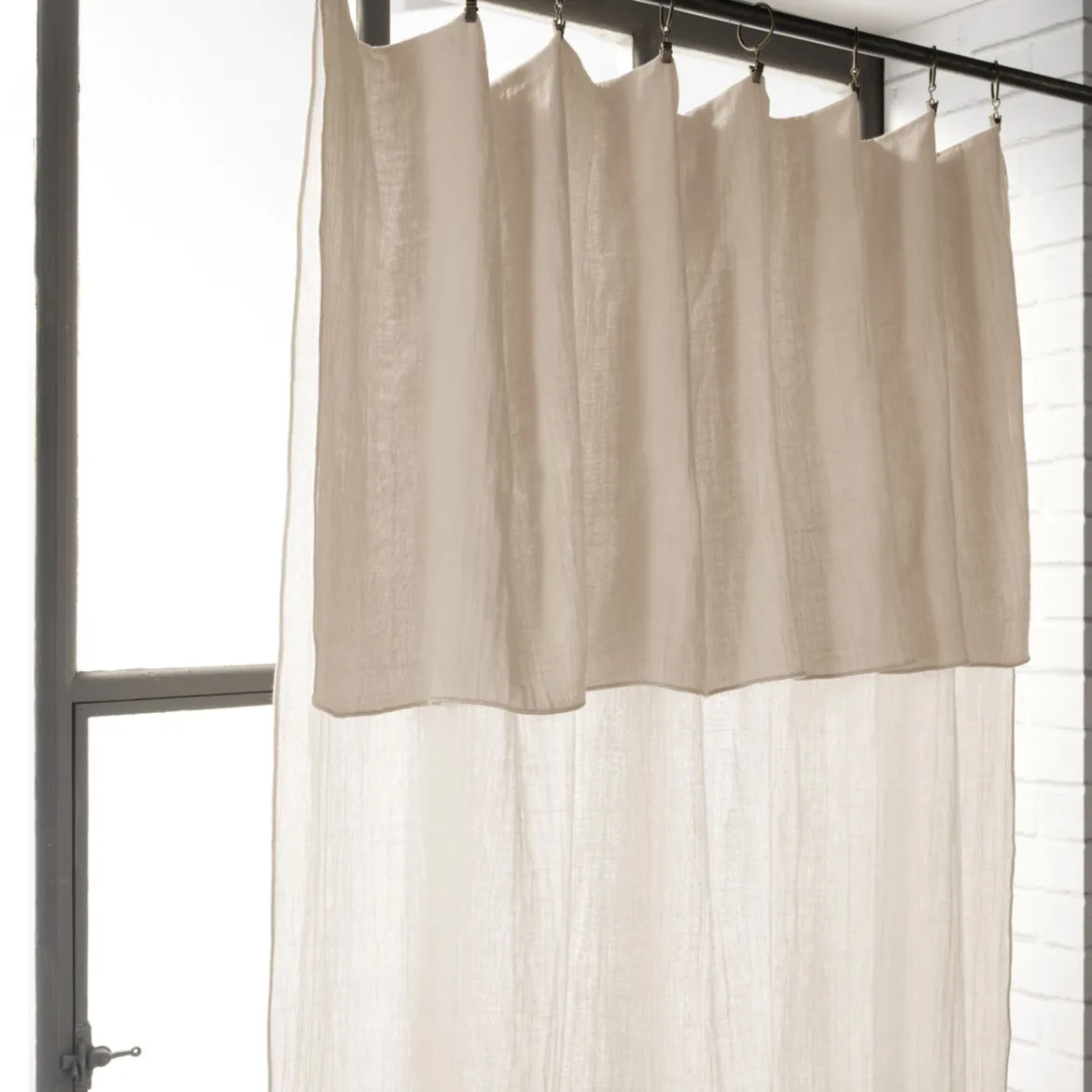Rideau gaze de coton ajustable 140x300 cm