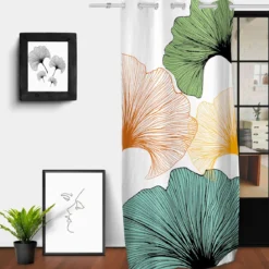 Rideau à œillets Ginkgo imprimé placé 132x250 cm