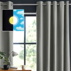 Rideau occultant à œillets gris