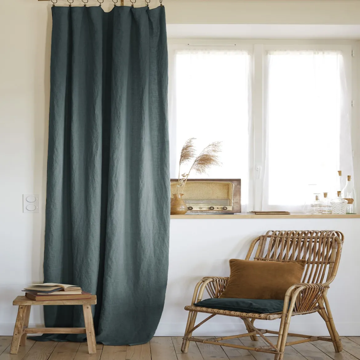 Rideau à pinces ajustable lin 140x270 cm