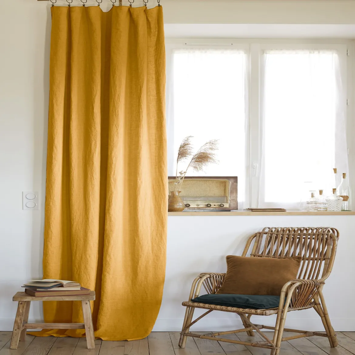 Rideau à pinces ajustable lin 140x270 cm