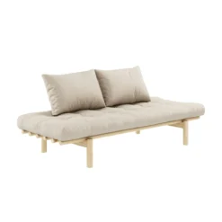 Sofa PACE en pin massif naturel matelas 75x200 + coussins 40x60 inclus