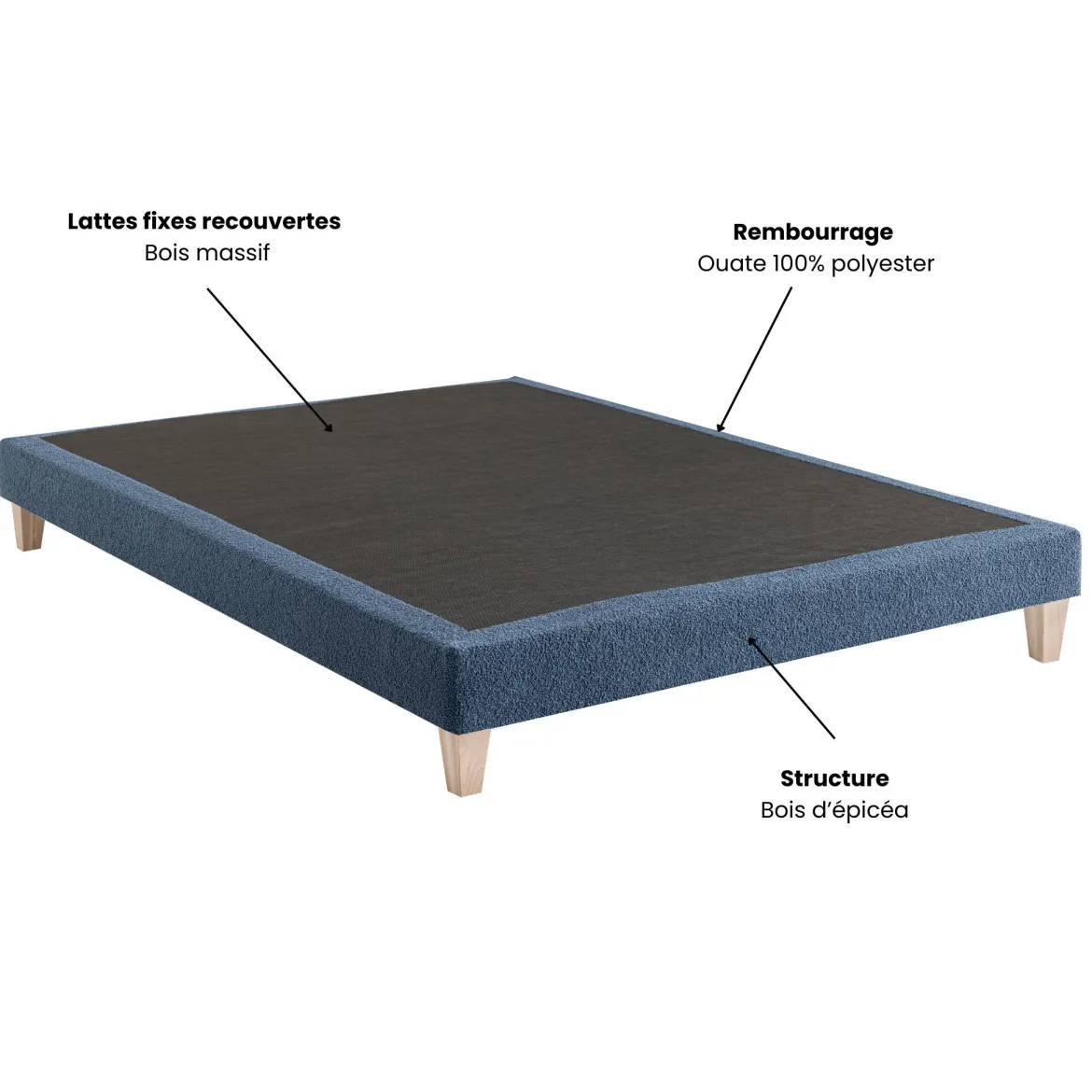 Sommier déco tapissier en tissu bouclette Nuage