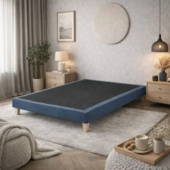 Sommier déco tapissier en tissu bouclette Nuage
