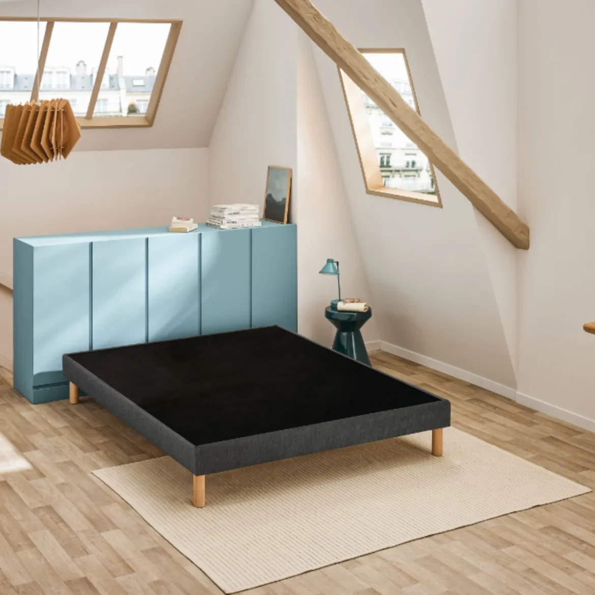 Sommier déco tapissier Unic gris - Bultex