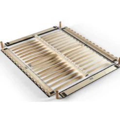 Sommier kit déco à lattes en bois massif bleu jean - Merinos