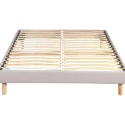 Sommier kit déco à lattes en bois massif gris chiné - Merinos