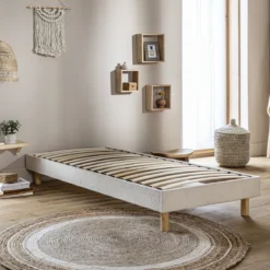 Sommier kit enfant en bois massif avec tissu bouclette
