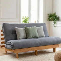 Structure futon 140x200 naturel bois massif Terre de Nuit