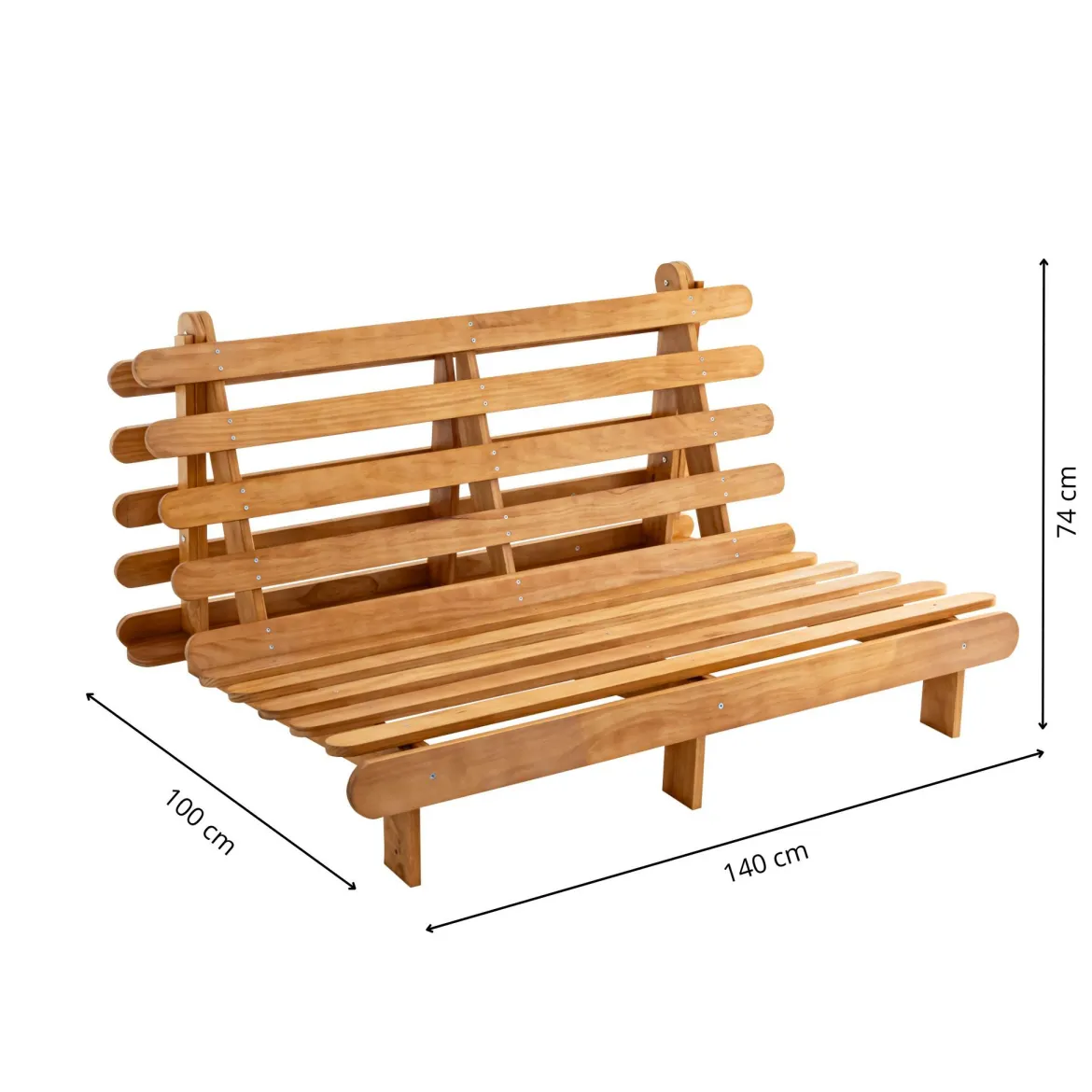 Structure futon 140x200 naturel bois massif Terre de Nuit