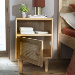 Table de chevet cannage en pin massif ANNA - CH17023
