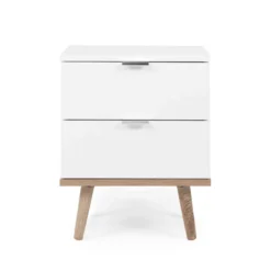 Table de chevet 2 tiroirs blanc - CH7781